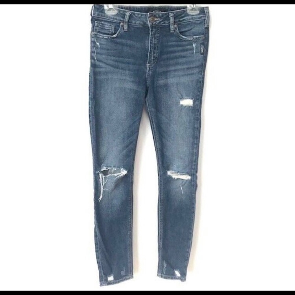 Silver Jeans Mazy Skinny Busted Knee Distressed 29